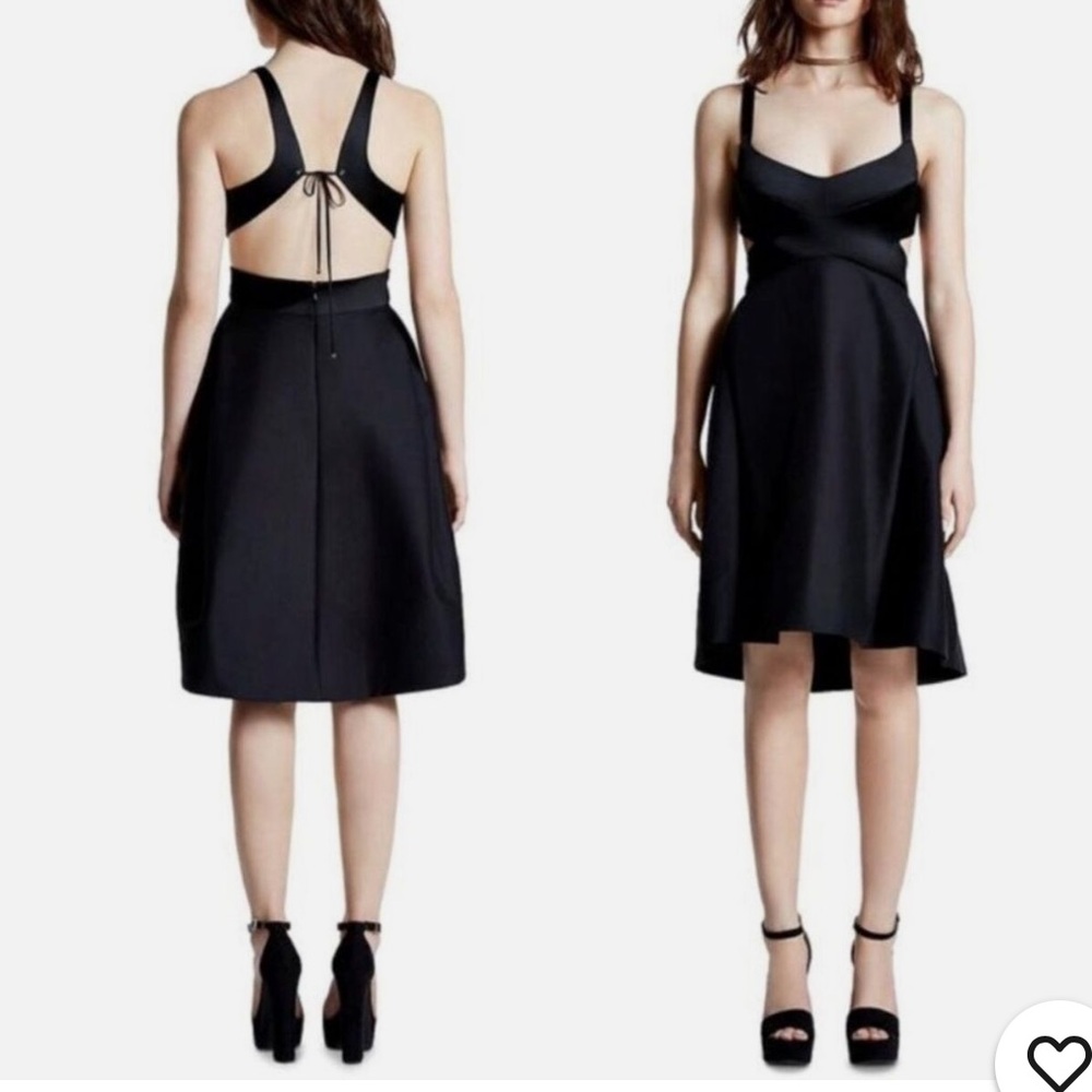 Halston Heritage Black Sleeveless Halter Sheath Dress